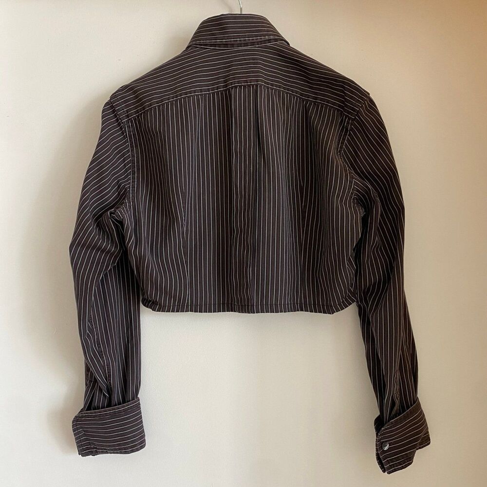 Vintage Dolce & Gabbana Cropped Oxford Pinstripe Button Down Shirt Fitted Y2K - Picture 9 of 9